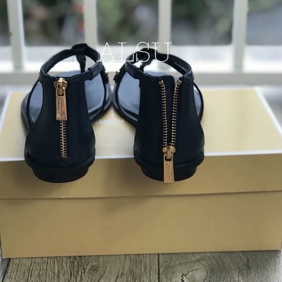 Michael Kors Leah Flat Sandal Leather Navy AUTHENT - Picture 4 of 7